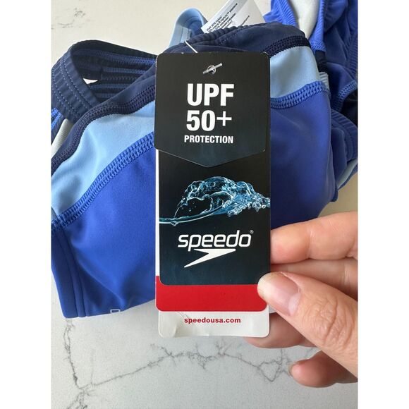 NWT Speedo Quantum Racing Cut Blue and Black One Piece Swimsuit Size 6 - Picture 8 of 12